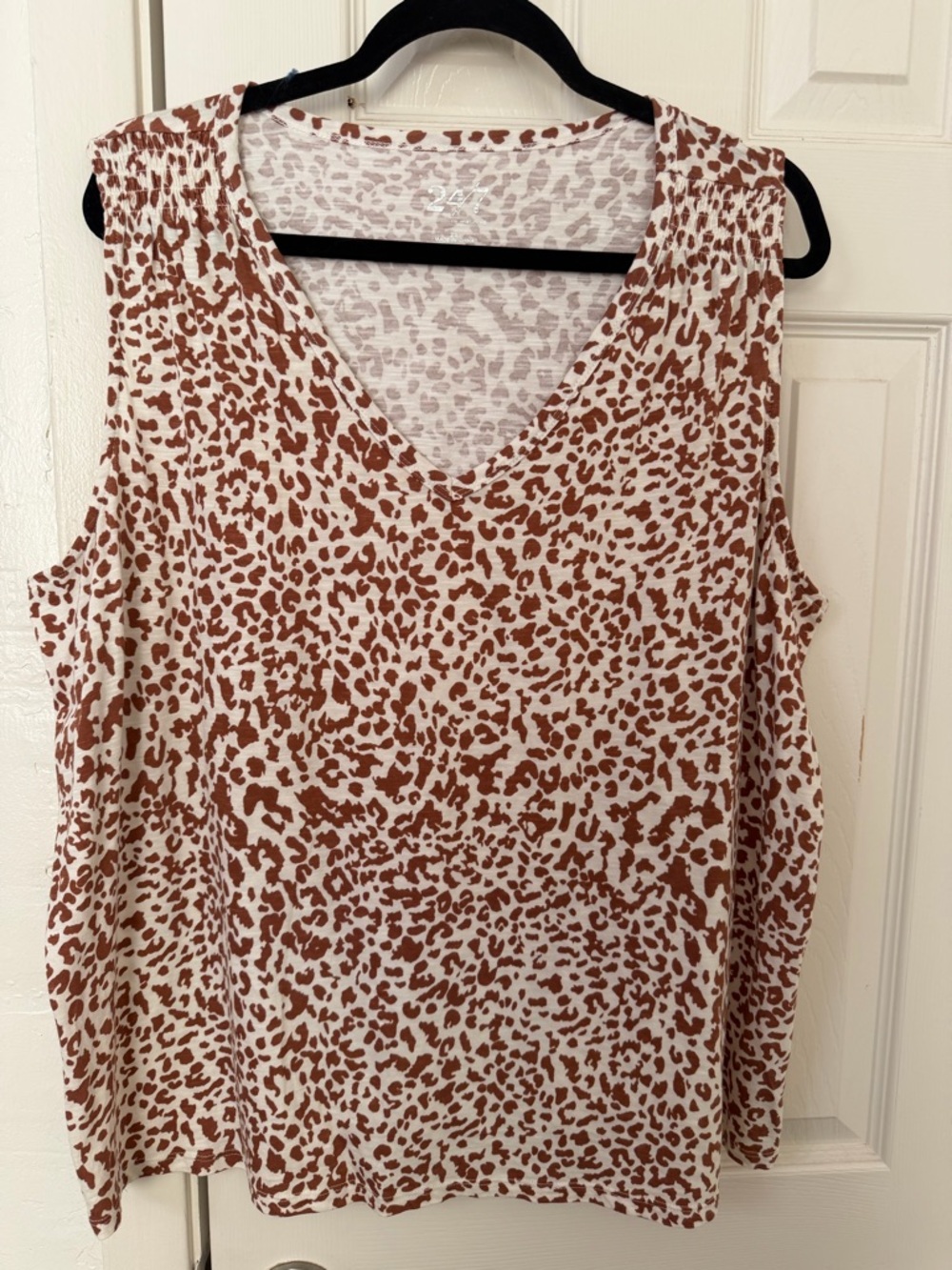 Plus Size 24/7 Morgan Animal V Neck Tank Top
